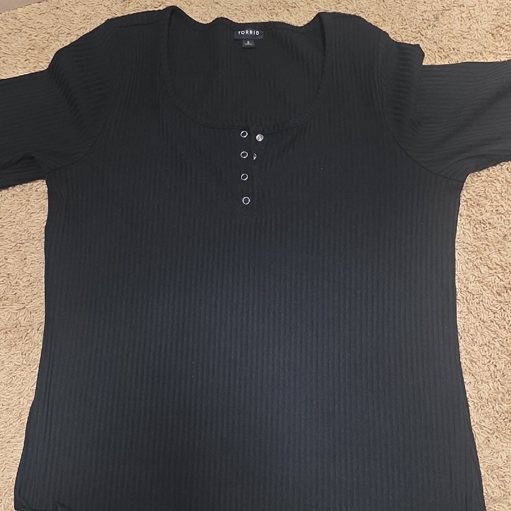 Black Ribbed Women's Top TORRID SIZE 2